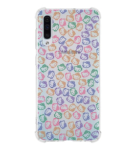 Samsung Galaxy A50 Uyumlu Köşe Korumalı Antişok Kapak Hello Kitty Tasarımlı Şeffaf  Kılıf