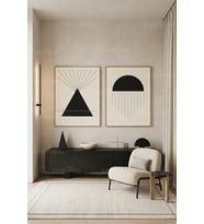Minimalist Geometrik Sanat 2'li Ahşap Çerçeveli Tablo Seti