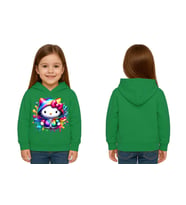 Unisex hello kity  Baskılı Çocuk Swaetshirt  Baskılı Kapüşonlu 3 İplik Şardonlu (Yeşil)