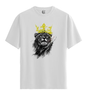 King Instinct - %100 Pamuklu Erkek Beyaz Tişört - Premium Quality