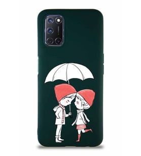 Oppo A72 Soft Premier Kapak Aşk Tasarımlı Silikon Kılıf - Yeşil (Şeffaf)