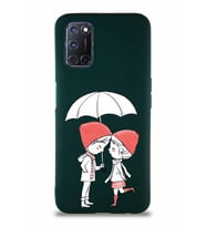 Oppo A72 Soft Premier Kapak Aşk Tasarımlı Silikon Kılıf - Yeşil (Şeffaf)