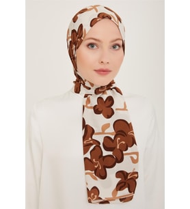 Armine Trend Defne Şal 6348 - 03 Kahverengi Beyaz