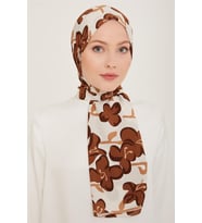 Armine Trend Defne Şal 6348 - 03 Kahverengi Beyaz