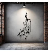 Metal Çiçek Dalı Duvar Dekoru – Modern Minimalist Metal Tablo Ev Ofis Salon Antre Aksesuarı (Siyah)