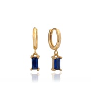 Safir Taşı Renkli Eylül Doğum Taşı Baget Küpe Gold