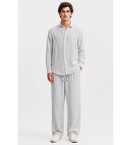 Erkek Gri Regular Fit Müslin Pantolon