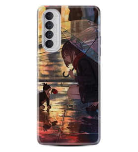 Oppo Reno 4 Pro Kılıf Silikon Desen Özel Seri Kız ve Kedi 1762