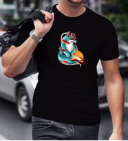 BK Gift Tilki Tasarımlı Siyah T-Shirt-1