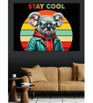 Gözlüklü Koala Stay Cool Dekoratif Kanvas - Mdf Ahşap Tablo