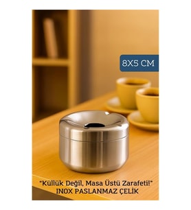 Inox Paslanmaz Çelik Küllük - 8 x 5 cm  Modern, Hijyenik ve Dayanıklı Tasarım 722189
