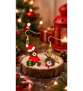Miyuki Boncuk El Yapımı Sevimli Ayıcık Ve Geyik Küpe Yılbaşı Christmas Noel