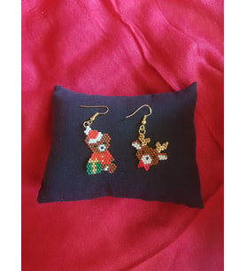 Miyuki Boncuk El Yapımı Sevimli Ayıcık Ve Geyik Küpe Yılbaşı Christmas Noel