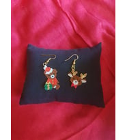 Miyuki Boncuk El Yapımı Sevimli Ayıcık Ve Geyik Küpe Yılbaşı Christmas Noel