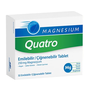 Magnesium Quatro 32 Emilebilir-Çiğnenebilir Tablet