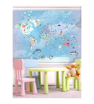 Dreamwall Harita Desenli Isı Ve Ses Yalıtım Sağlıklı Tekstil Duvar Kağıdı (Çok Renkli)