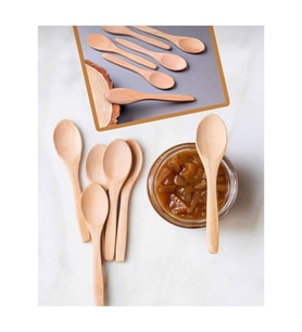 Mini Ahşap Kaşık  17 cm 6'lı Ahşap Mini Ölçek Şekerlik Bal Kaşığı Baharat Kaşığı