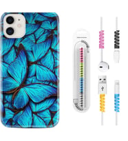 Apple iPhone 11 12 13 Mini Kılıf Kablo Koruma Spiral Silikon Owl 1351