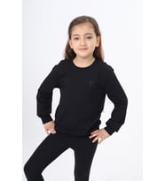 Toontoy Kız Çocuk Göğüsü TN Baskılı Sweatshirt (Siyah)