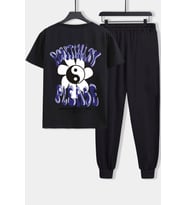 Unisex Positivity Baskılı 2'li Eşofman Takımı (Siyah)