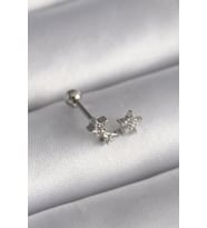 316L Çelik Gümüş Renk Zirkon Taşlı Yıldız Tragus Piercing TJ-PR1245