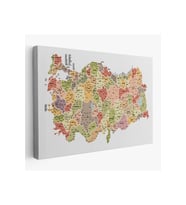 Türkiye Haritası Kanvas Tablo İl ve İlçeli Ayrıntılı Eğitici  Tablo 3045