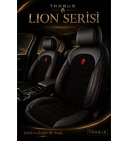 Opel Mokka 2012-2015 Uyumlu Lion Serisi 2+1 Ticari Tay Tüyü Siyah Kırmızı Koltuk Kılıfı
