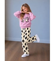 Sevimli Baskılı Şeker Pembe Sweatshirt & Desenli Eşofman Altı Kız Çocuk Alt Üst Takım