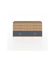Arges Konsol 2 Raflı 6 Çekmeceli 4 Kapaklı 176x30x99 Çam-Antrasit/Çam