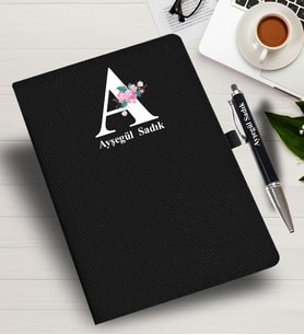 Kişiye Özel harf Tasarımlı  İsme Özel Defter ve Kalem