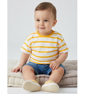 Civil Baby Çizgili 6-18 Ay Tişört - Mavi