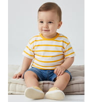 Civil Baby Çizgili 6-18 Ay Tişört - Mavi