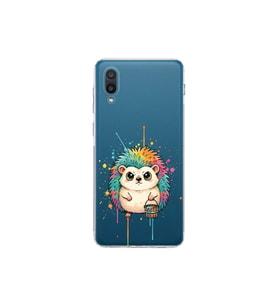 Samsung Galaxy A02 ile Uyumlu Splash Kirpi Tasarımlı Şeffaf Silikon Kılıf