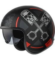 Motosiklet Kaskı Retro Güneş Vizörlü Hornet S Sv Skulls B5 Mat Kırmızı Motorcu Kask