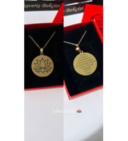 Lotus Çiçeği Yuvarlak Çelik Plaka Kolye