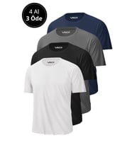 Erkek 4'Lü Paket %100 Pamuk Slim Fit Sporcu Tişört Basic Bisiklet Yaka Kısa Kollu T-Shirt