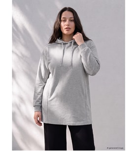 LCW Curve Gri Büyük Beden Kadın Hoodie