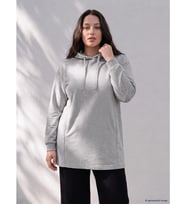 LCW Curve Gri Büyük Beden Kadın Hoodie