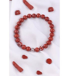 Sertifikalı Kırmızı Jasper Taşı Bileklik - Gümüş Aparatlı (Çok Renkli)
