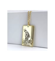 24 Ayar Altın Kaplama Tarot Strength Kuvvet Gümüş Kolye