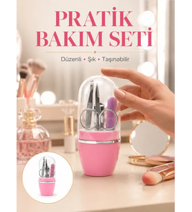 Tırnak Bakım Manikür Pedikür Seti 4 Parça Pembe Ev ve Seyahat Uyumlu Yeni Nesil