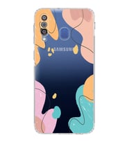 Samsung Galaxy M30 Uyumlu Kamera Korumalı Kapak Karışık Renkler Tasarımlı  Şeffaf  Kılıf