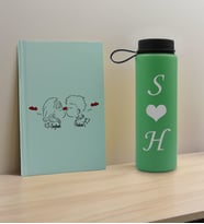 BK Gift Sevgiliye Özel İsimli Su Yeşili Defter ve Yeşil Cam Matara Hediye Seti-8, Sevgiliye Hediye, Sevgililer Günü, Yeni İş Hediyesi