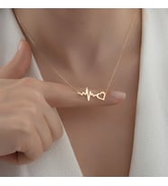 Kişiye Özel Kalp Atışı Kolye 925K Gümüş (Gold)