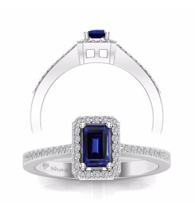 0,55 Karat Pırlantalı Safir Yüzük