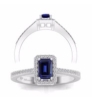 0,55 Karat Pırlantalı Safir Yüzük
