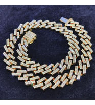 Chavin 15 mm. Gold Kalın 45 cm. Taşlı Alloy Kadın Zincir eu79sr
