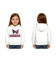 Unisex Baskılı Çocuk Swaetshirt Kapüşonlu 3 İplik Şardonlu Kuromi baskılı (Beyaz)