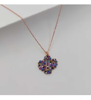 Gümüş Mix Taşlı Kaktüs Model Kolye 925 Ayar (Karışık)