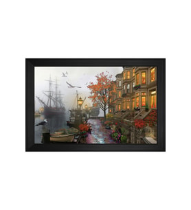 Manzara Temalı Kanvas Tablo 80 x 110 cm Siyah Çerçeve